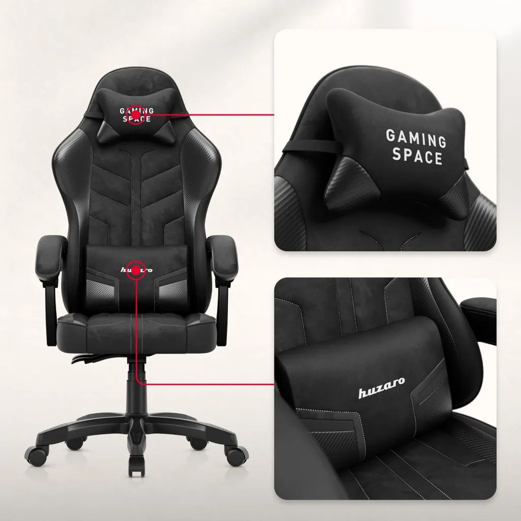 Felbontott Gamer szék, forgó, ergonómikus, fekete