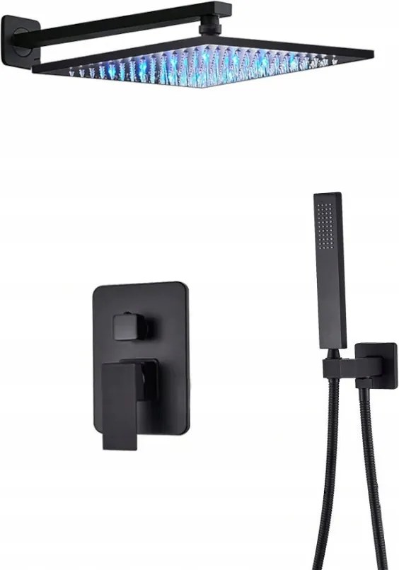 Süllyesztett Szett Fekete Esőztető Matt 25CM Led Box