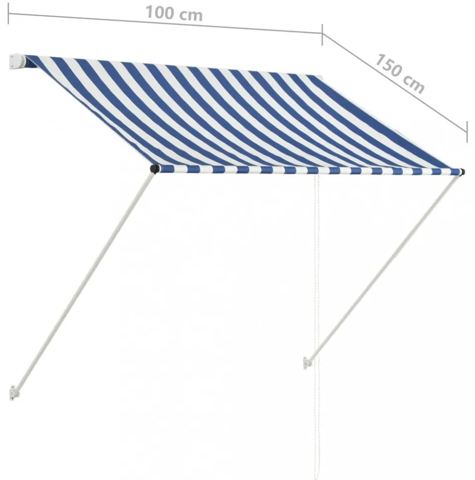 feltekerhető kék és fehér napellenző 100 x 150 cm