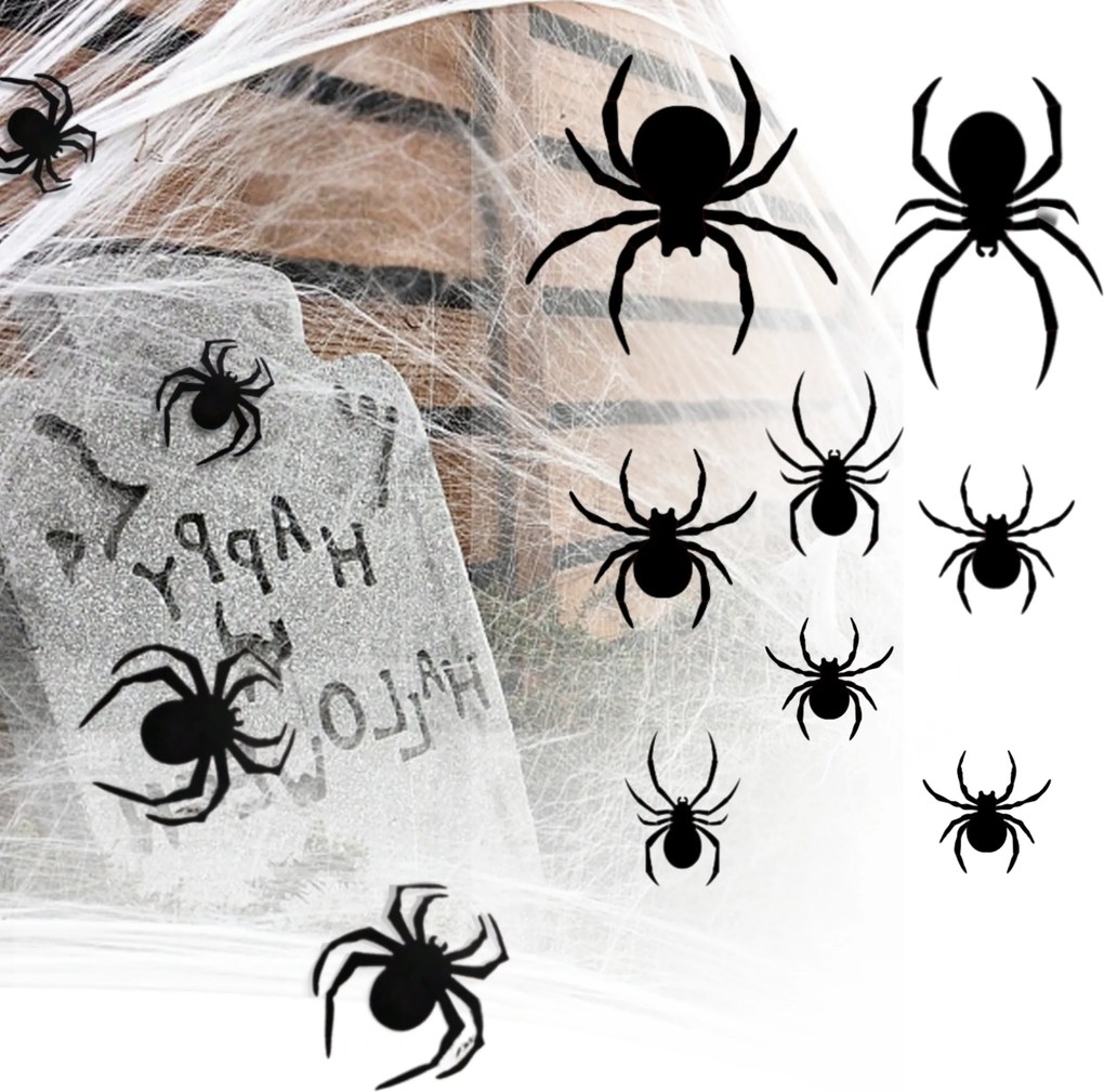 Matrica Ijesztő Fekete Pókok Ajtó Ablak És Tükör Halloween 30DB