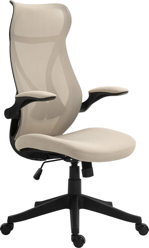 HOMCOM Ergonomikus Irodai Szék Felhajtható Karokkal, Forgós Íróasztali Szék Fejtámlával, Magasságban Állítható és Ringatható Funkcióval, Hálós Anyagbó