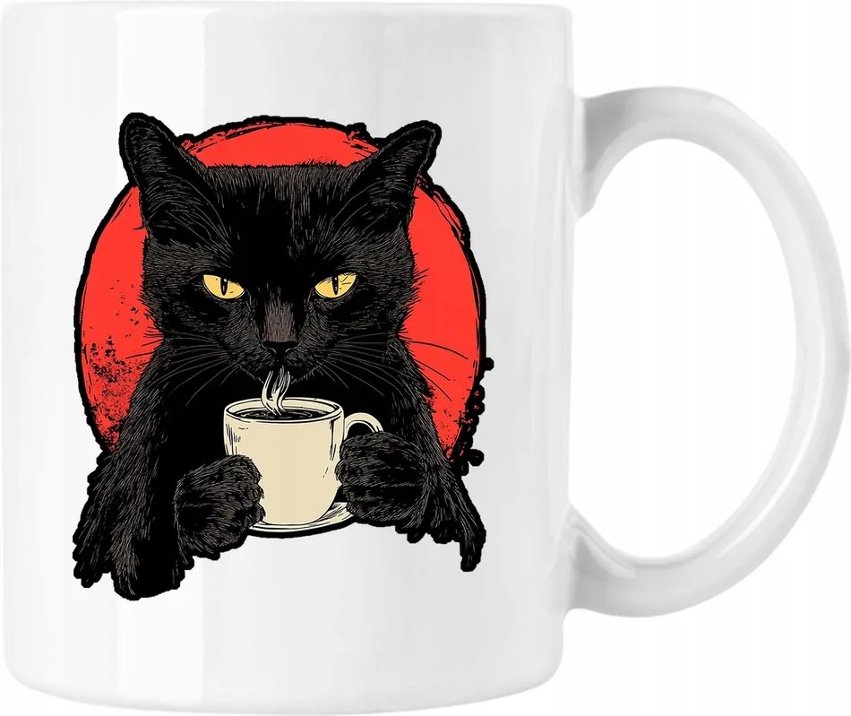 Bögre Fekete Macska Kávé Cica 1 Fehér 330ml