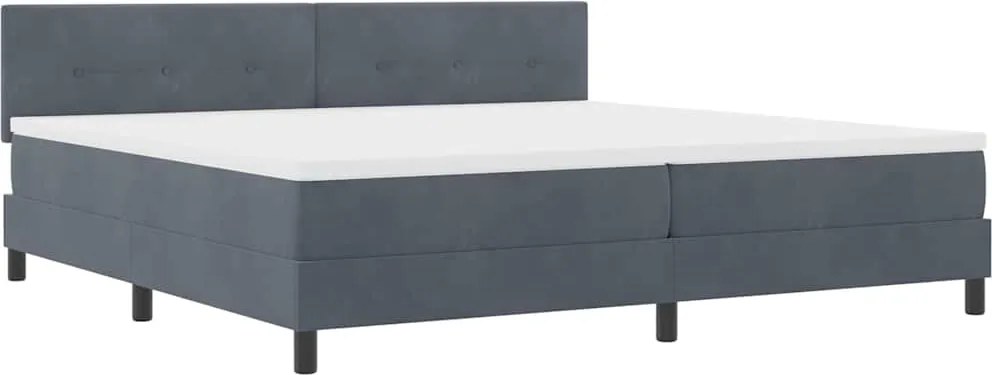 vidaXL LED Box Spring Ágy matracmal Sötétszürke 200 x 200 cm Bársony