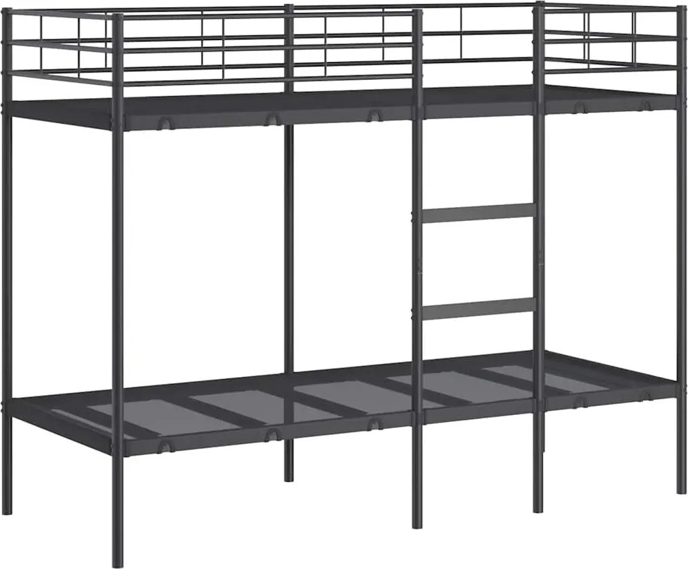vidaXL fekete acél emeletes ágy matrac nélkül 80 x 200 cm