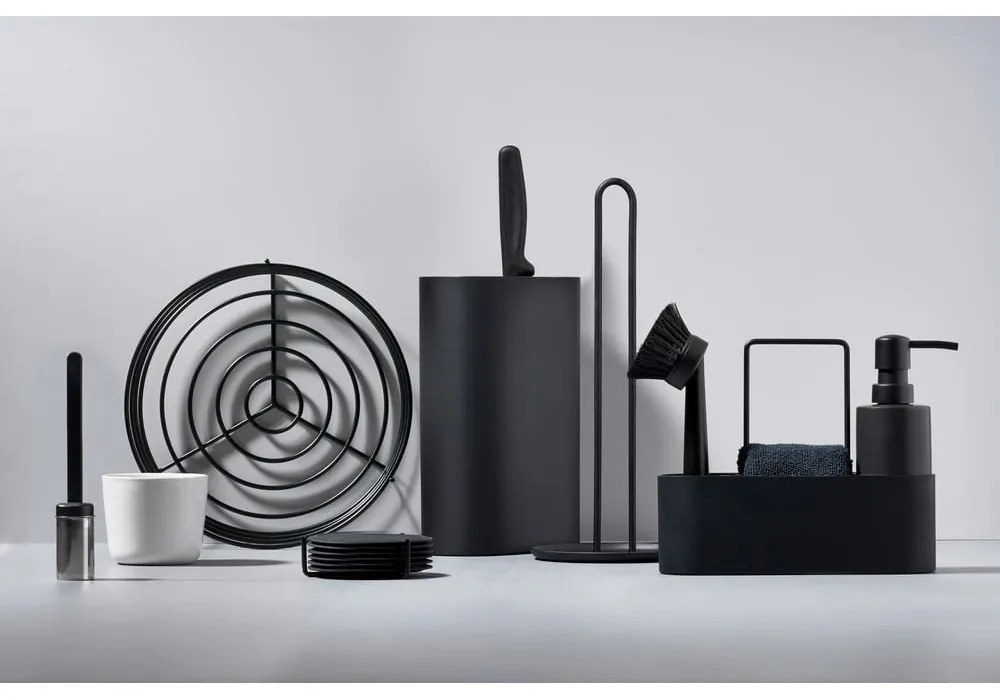 Fekete műanyag-szilikon mosogatóeszköz tartó Singles – Zone