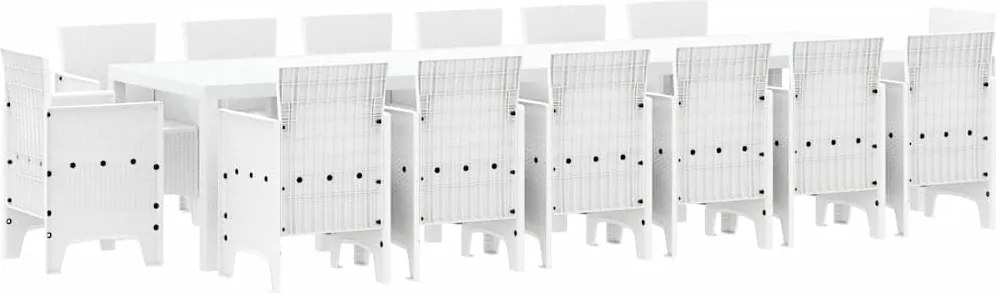 vidaXL Kert étkező szett 15 pcs Fehér Polt rattan