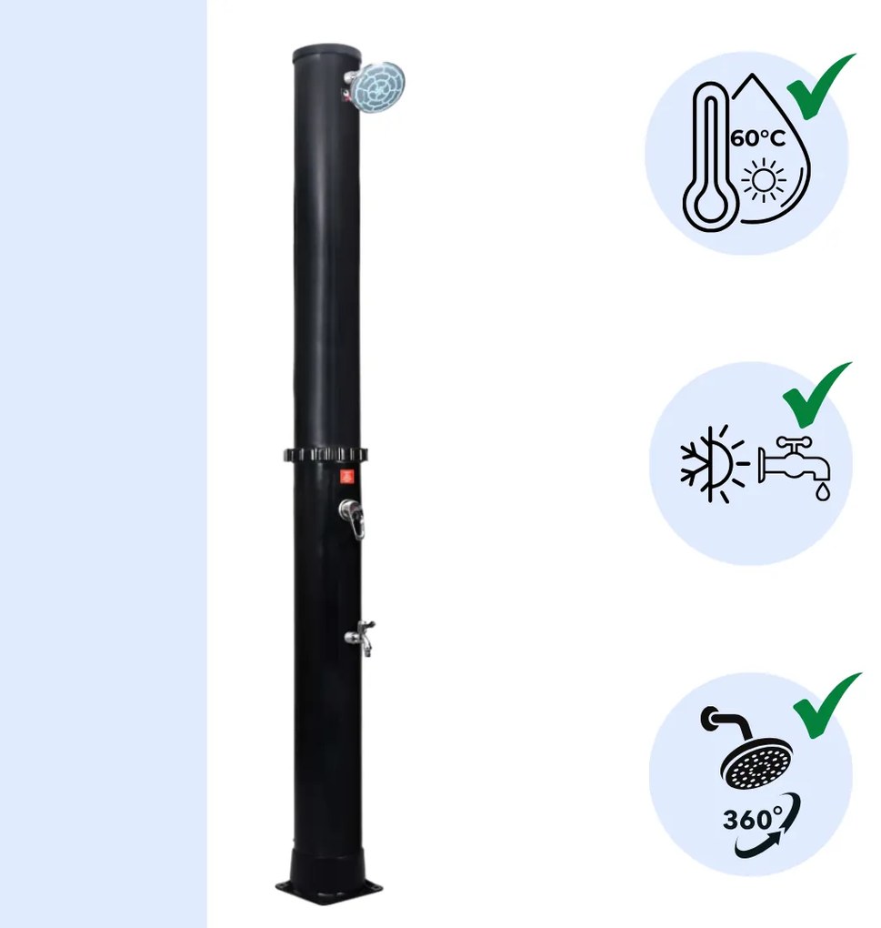 KARIBIK napelemes zuhany, 35l, fekete Jurhan