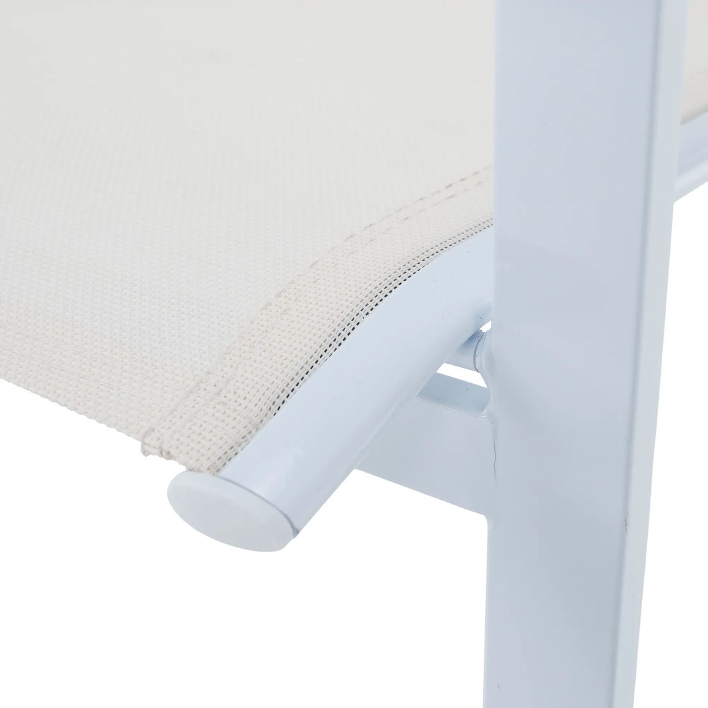 Kerti rakásolható szék, fehér acél/tölgy, BONTO