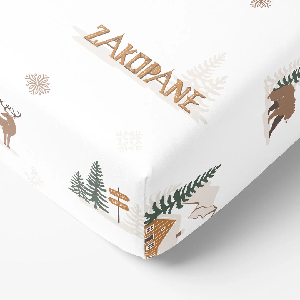 Goldea karácsonyi pamut körgumis lepedő - zakopane 80 x 160 cm
