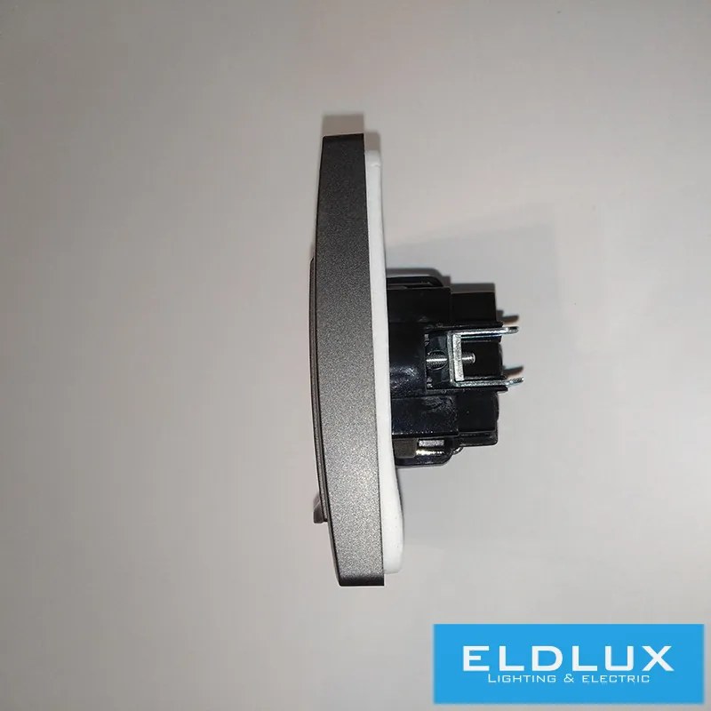 ELDGROUND 2P+F konnektor gyerekvédelemmel csapfedéllel Fekete IP44