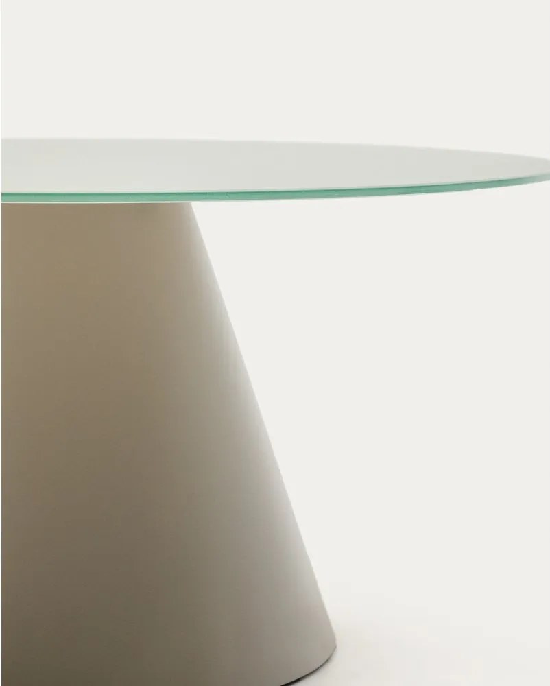 Világosszürke kerek dohányzóasztal üveg asztallappal ø 80 cm Wilshire – Kave Home