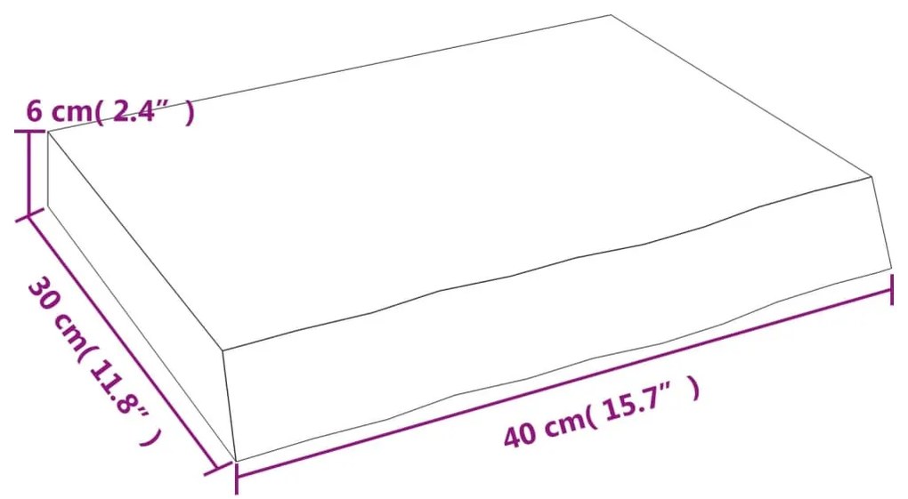 kezeletlen tömör tölgyfa fali polc 40x30x(2-6) cm