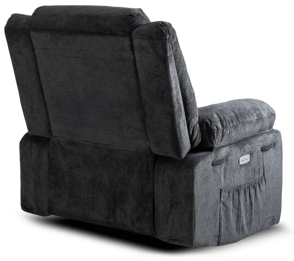 Elektromosan Vezérelhető Masszázsfunkciós Relaxfotel Fekete Színben. JASPER