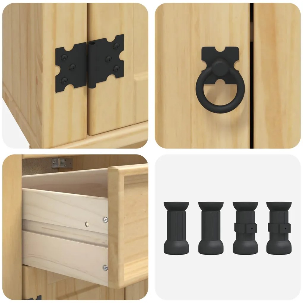 Cabinet fiókkal polcokkal Méz 80 x 46 x 81,5 cm Tömör fenyőfa