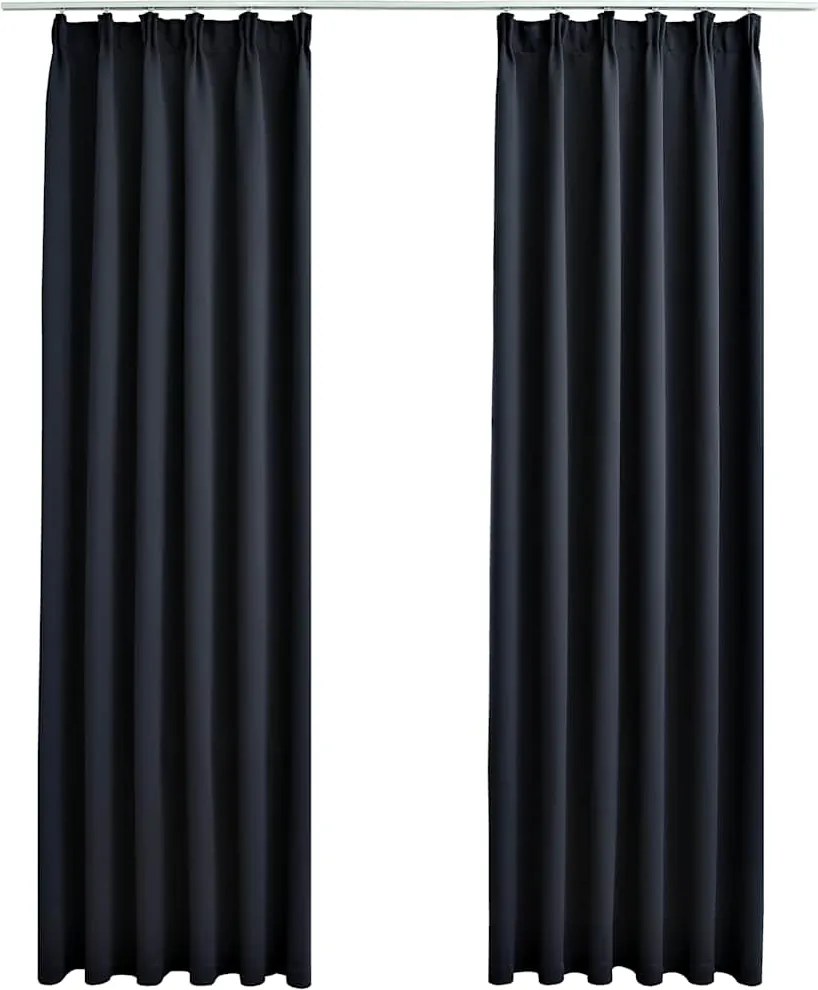 vidaXL 2 db antracitszürke sötétítőfüggöny kampókkal 140 x 225 cm