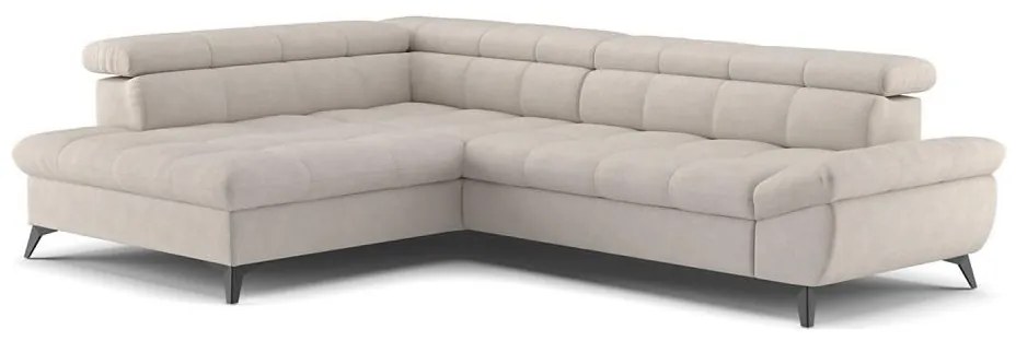 Beige MARANO balos sarokkanapé ággyá alakítható, L-alakú