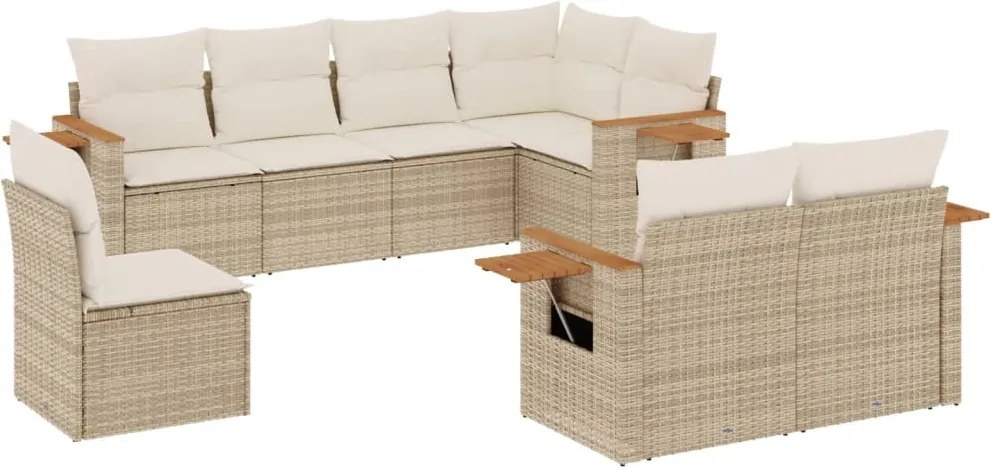 vidaXL 8 részes bézs polyrattan kerti ülőgarnitúra párnával