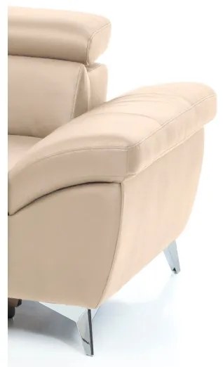 Bőrkárpitos, balos, L-alakú SALERNO II sarokkanapé, bézs színű