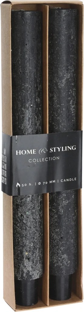 Vacsoragyertyák Nero 3x25 cm fekete, 2 db, 20 órán át ég