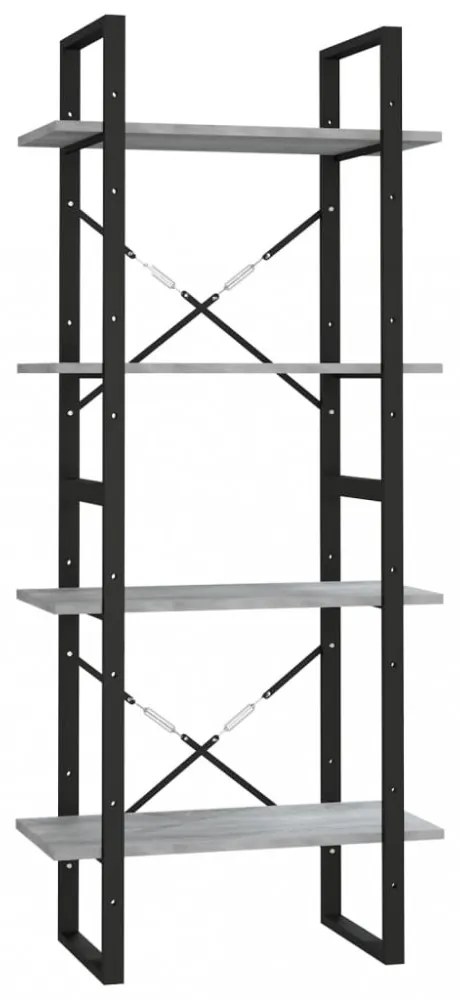 4 szintes szürke sonoma szerelt fa könyvszekrény 60x30x140 cm