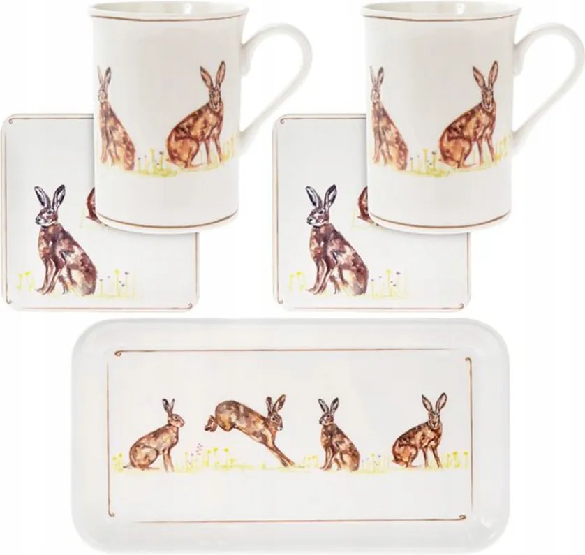 Porcelán Bögrék Parafa Alátétek x 2 Tálca Nyuszi nyuszi Bögre x 2