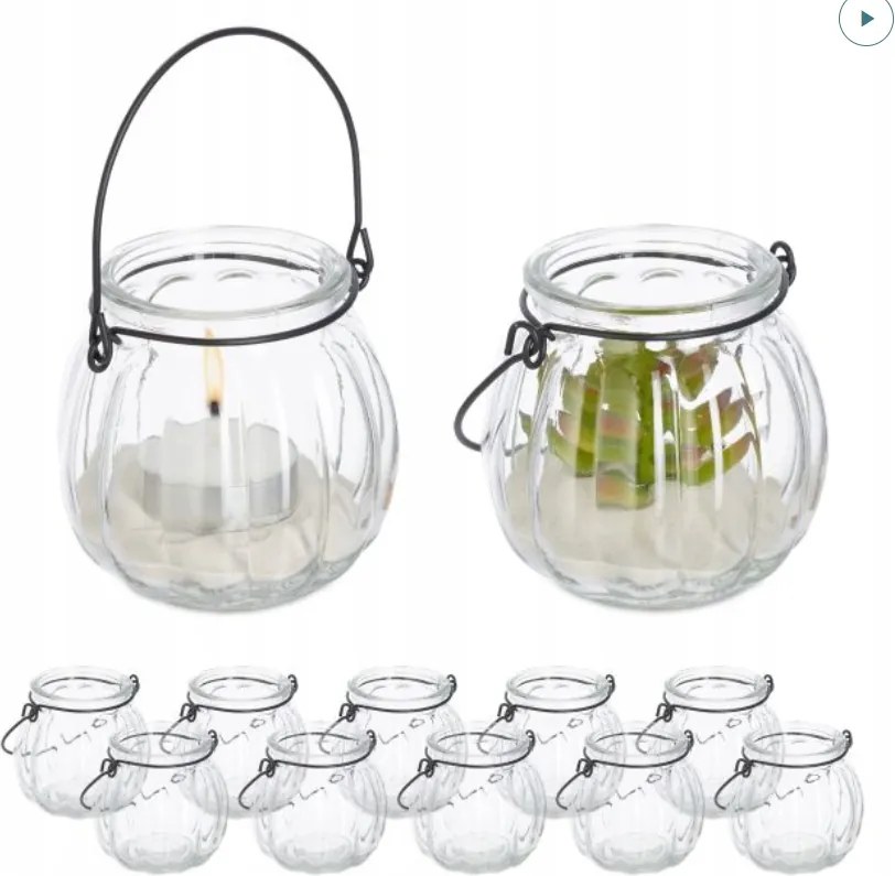 Üveg gyertyatartó szett 12 db-os