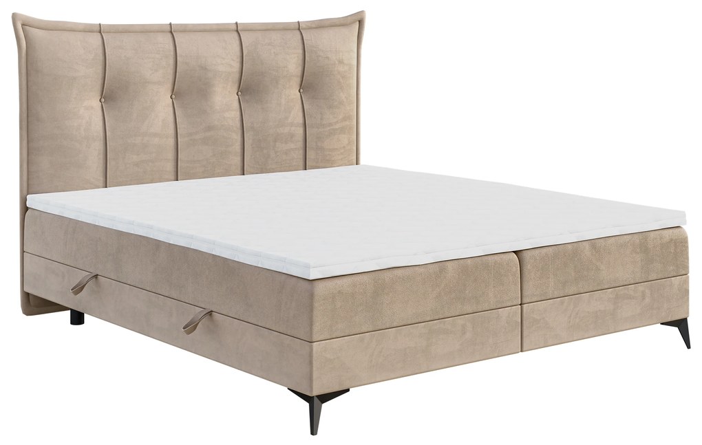 Franciaágy Boxspring 140 cm Foxtrot (világosbézs) (matraccal és tárolóhellyel). 1043366