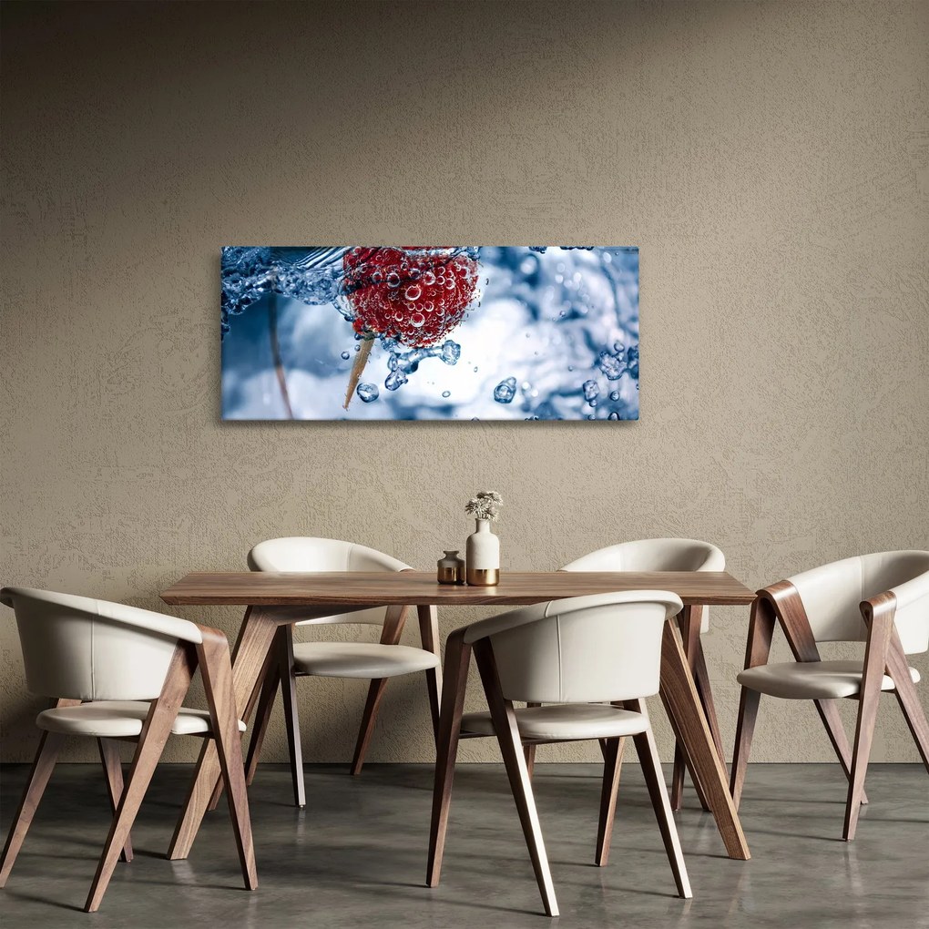 Kép - málna részlete a vízben (120x50 cm)