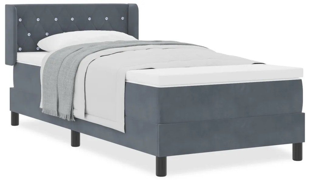 Boxspring Ágy Matracokkal Sötétszürke 90x200 cm Bársony