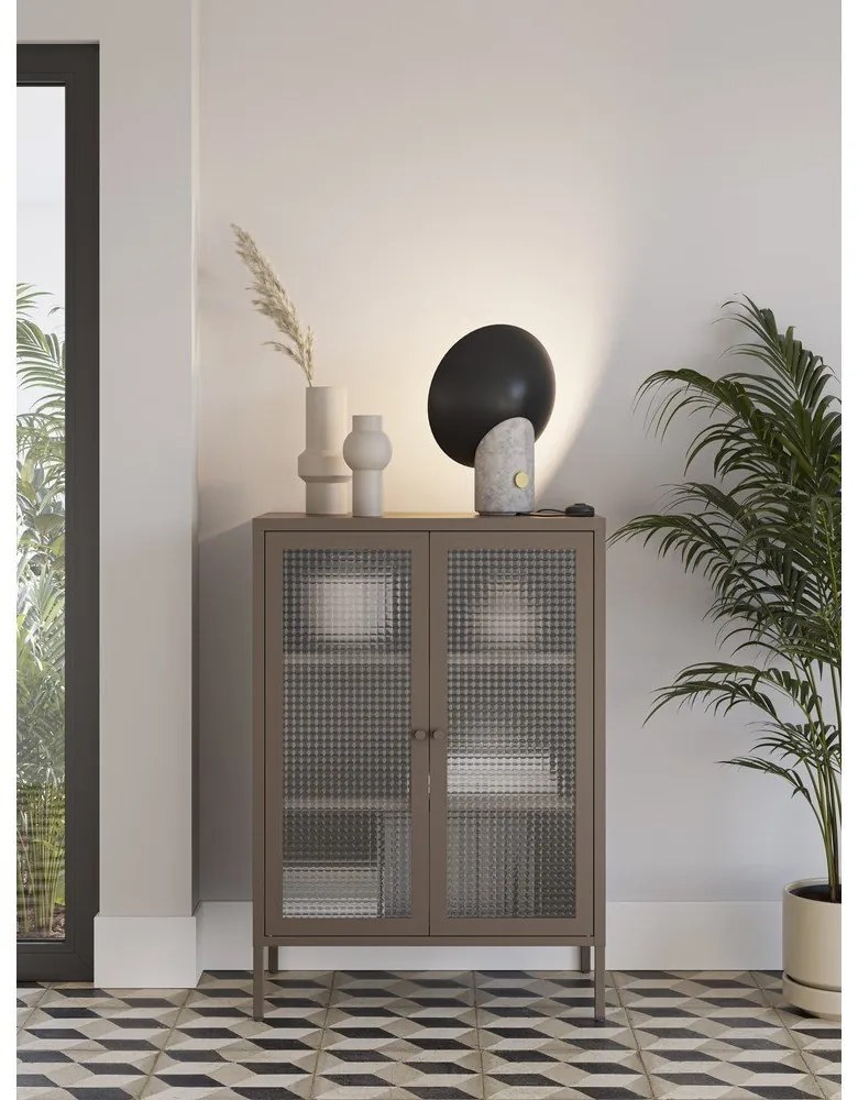 Szürke fém tálalószekrény 70x100x40 cm Layna – Marckeric