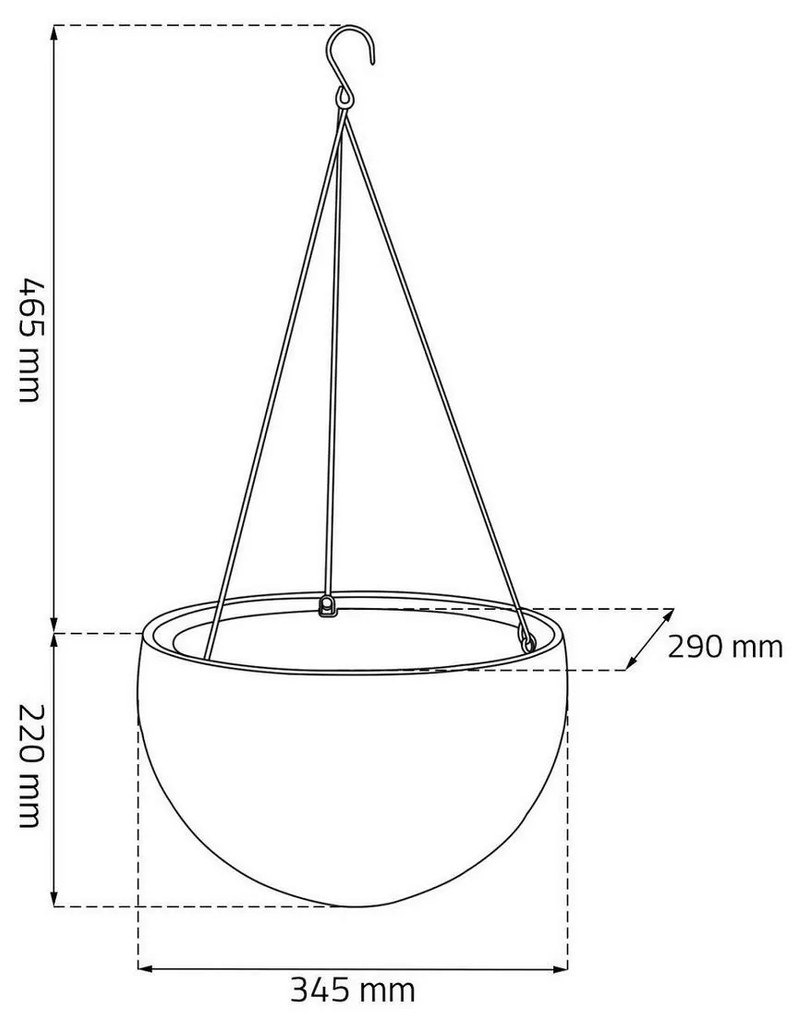 Keter Sphere felakasztható virágtartó, antracit, átmérő: 35 cm