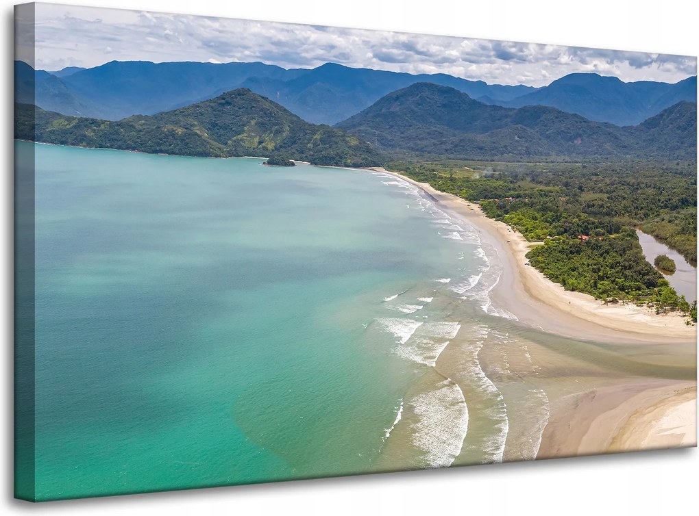 Vászonkép Vízpart Hullámok Hegyek Természet 100x60 cm Ajándéknak is tökéletes