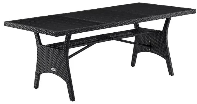 Deuba Rattan asztal 190x90x75 cm - fekete
