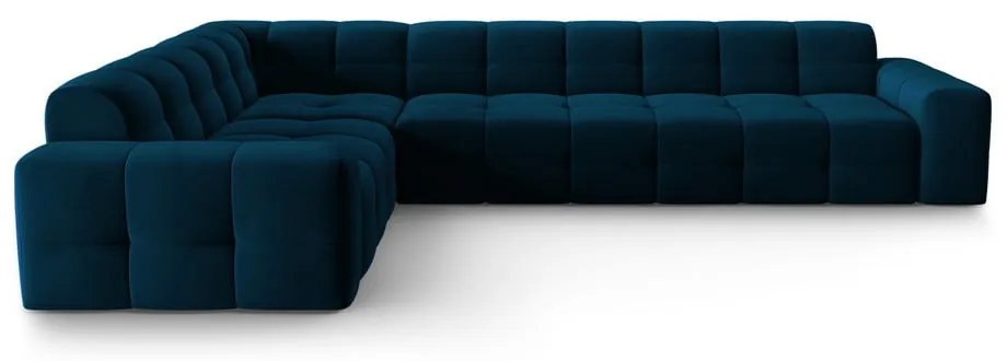 Sötétkék bársony sarokkanapé (bal oldali) Kendal – Micadoni Home