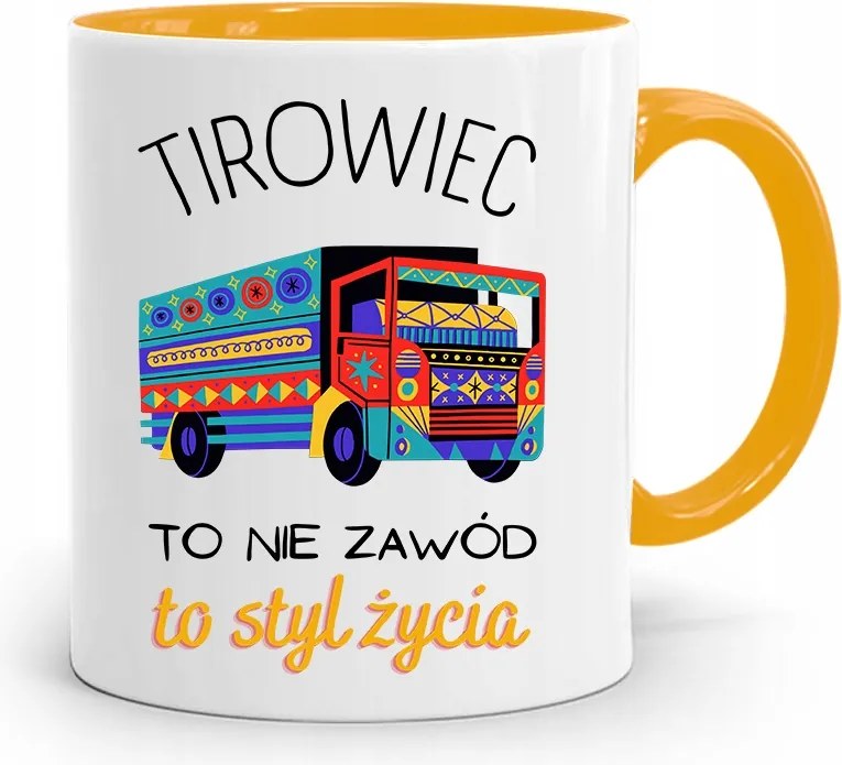 Kamionsofőrnek Tira Sárga Ajándék Bögre fényképes nyomattal