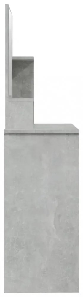betonszürke fésülködőasztal tükörrel 86,5 x 35 x 136 cm