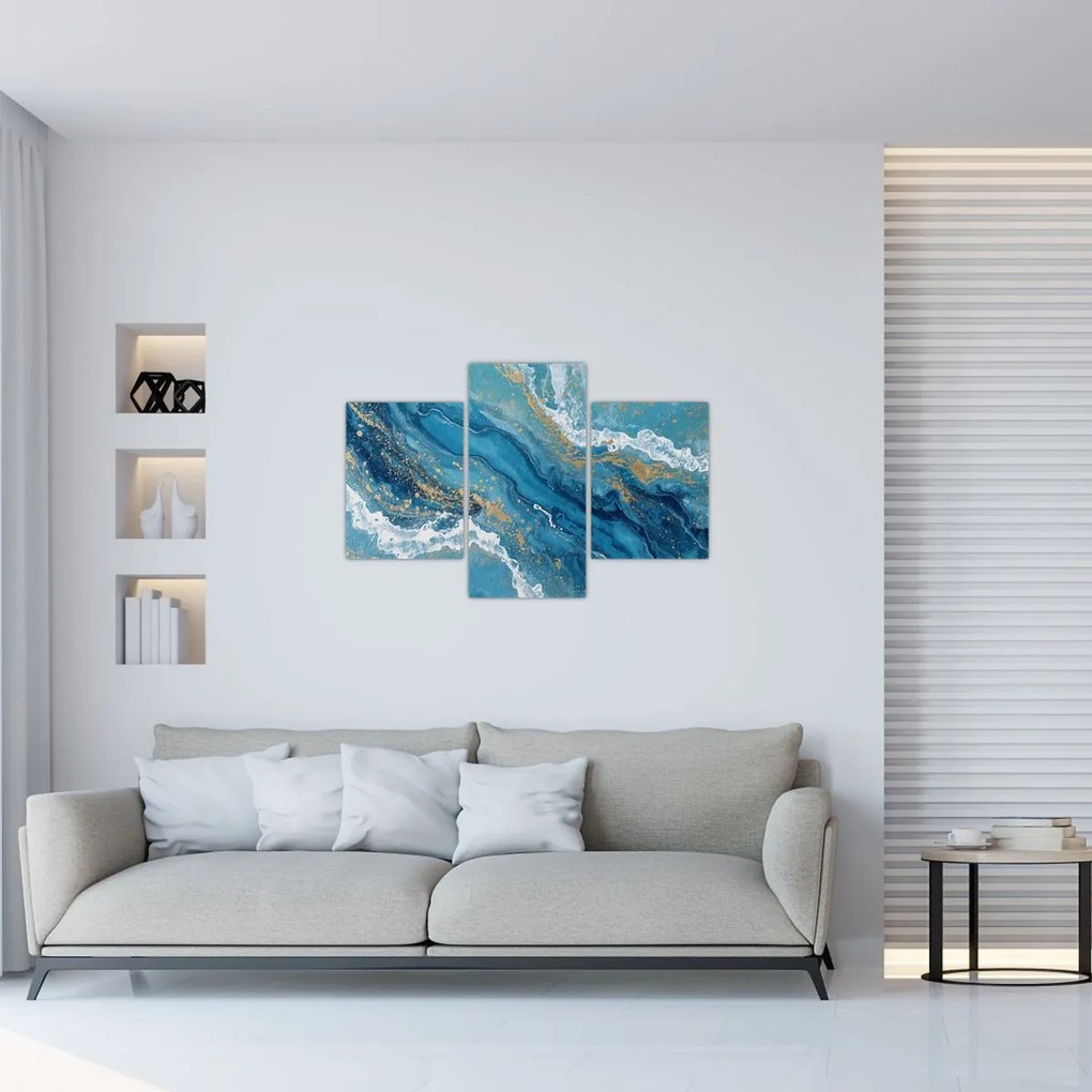 Kép - Világoskék márvány arannyal II. (90x60 cm)