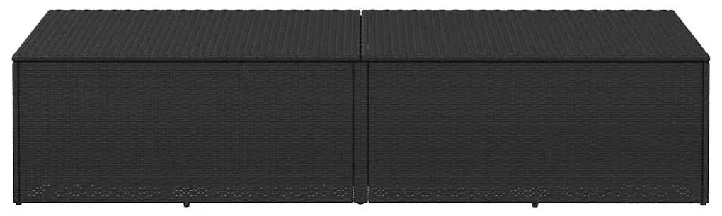 fekete polyrattan kerti tárolóláda 220x50x58 cm