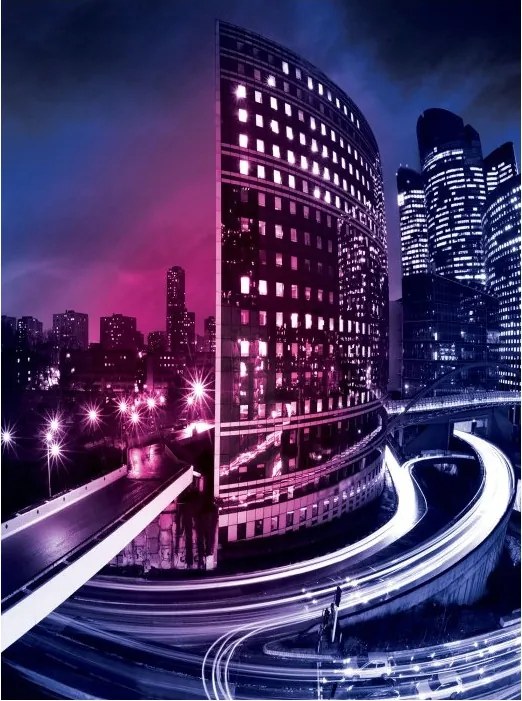 Flizelin fotótapéta Éjszakai város Fény panoráma Neon 206x275 +ragasztó
