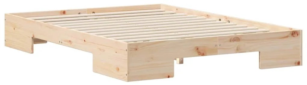 vidaXL Földi ágykeret tárolóval Barna 140 x 190 cm Tömör fenyőfa