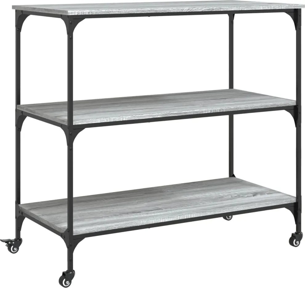vidaXL szürke sonoma szerelt fa zsúrkocsi 102 x 50 x 95 cm