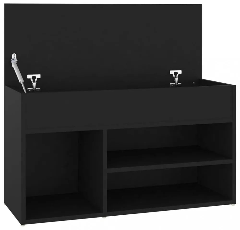 fekete szerelt fa cipőtároló pad 80 x 30 x 45 cm