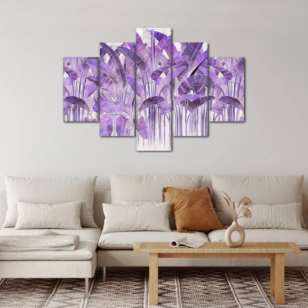 Kép - Lila levelek vakolatban (150x105 cm)