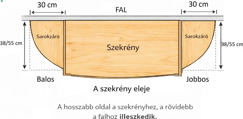 Sarokzáró polc 55 Balos