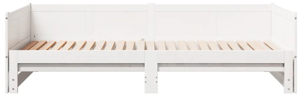 Kihúzható Nappali Ágy Fehér 90x200 cm Tömör Fa Fenyő
