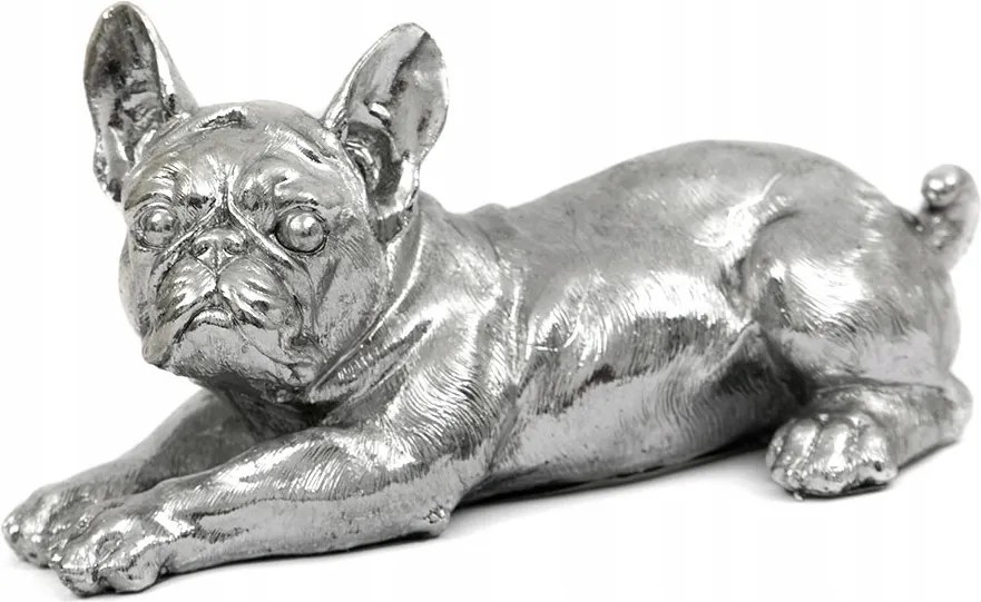 Ezüst Kutya Figura Francia Bulldog 15x30x16cm
