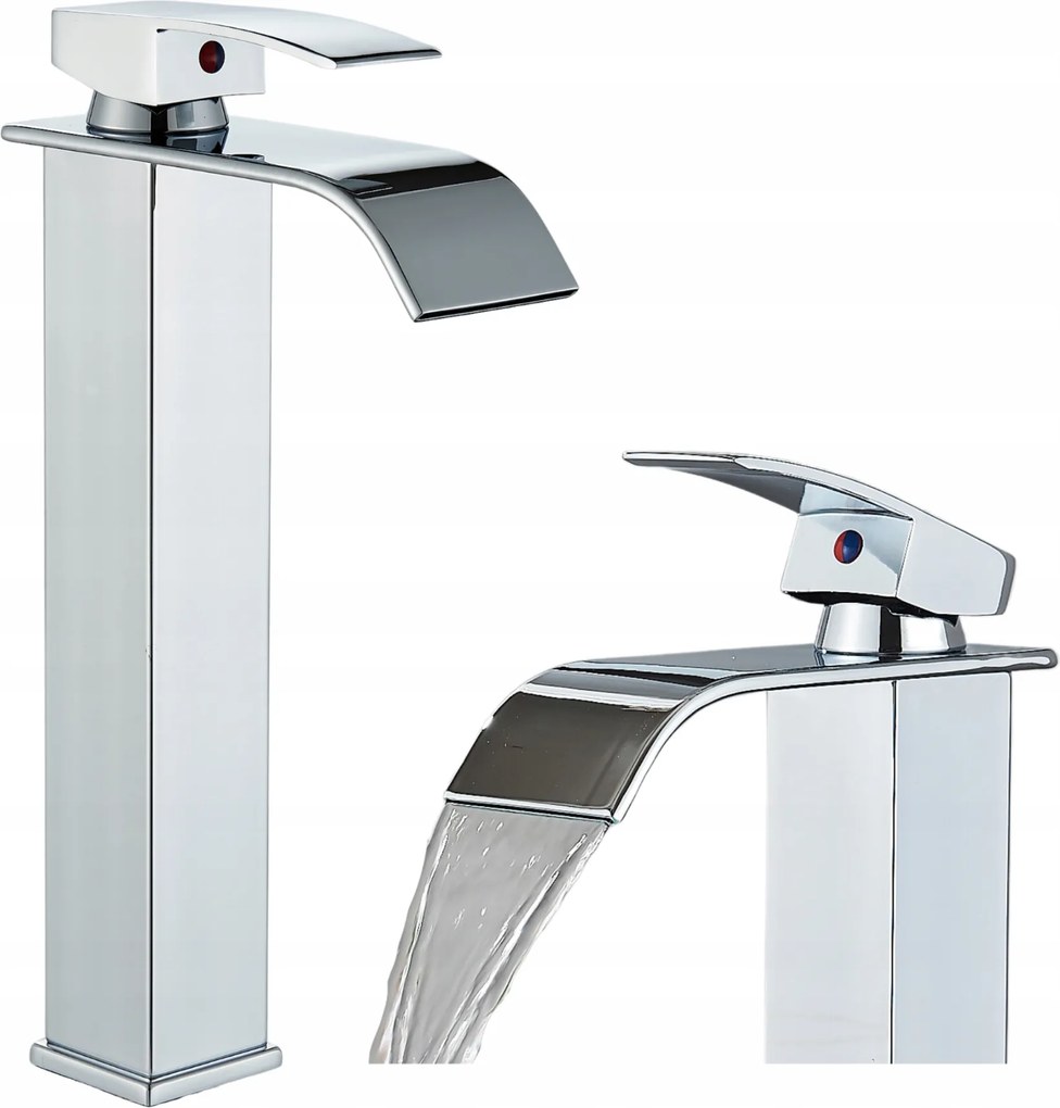 Fürdőszobai Akkumulátor Álló Mosdó Vízesés Magas Csaptelep Sárgaréz Króm