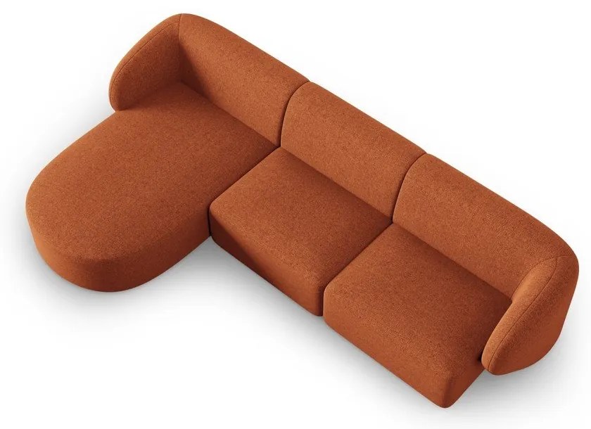 Terrakotta színű zsenília sarokkanapé (bal oldali-heverő résszel) Paolo – Milo Casa