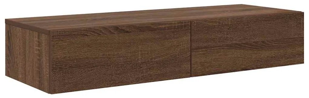 Falipolc fiókokkal barna tölgy 100x36x19 cm műszaki fa
