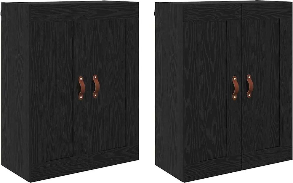 vidaXL Fali szekrény 2 pcs Fekete tölgy 69,5 x 34 x 90 cm Faanyag